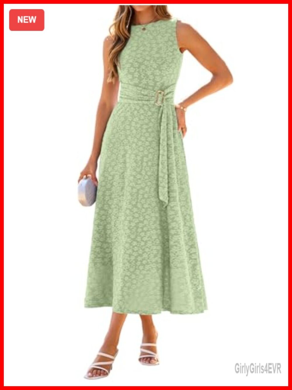 Women's Sleeveless Floral Maxi Dress Tie Waist A-Line